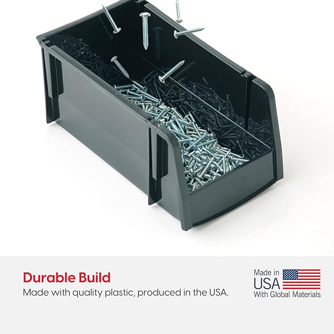 IRIS USA Plastic Shelf Bins Stackable Open Front Storage Bins Plastic Hanging...