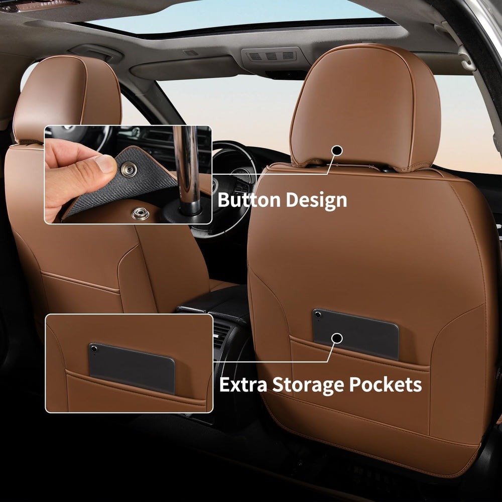 Car Seat Covers Front Seats Only, Luxury Leather Seat Covers Universal Anti-S...