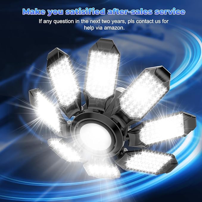 Garage Lights - Super Bright 25000LM Garage Lights Ceiling Led w/ 8 Deformable