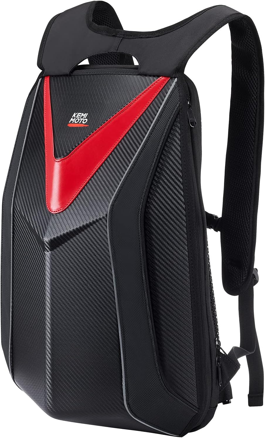 KEMIMOTO Motorcycle Backpack, Hardshell Helmet Backpack 22L Carbon Fiber Refl...