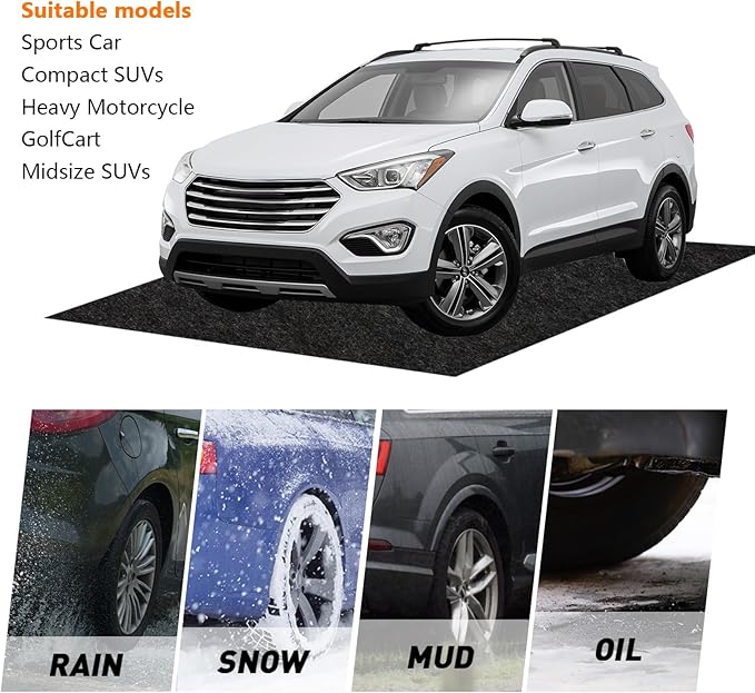 Non-Slip Garage Floor Mat for Under Car, Waterproof Backing, Protects Floor
