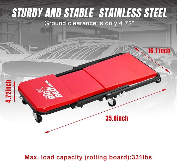 BIG RED ATR6036ZER 36" Foldable Z-Creeper Seat: 2-in-1 Garage Shop Creeper