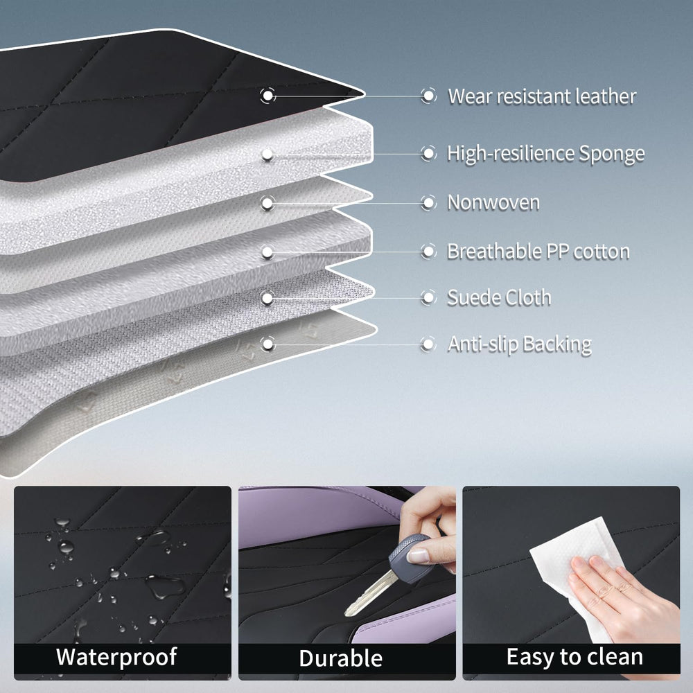 Car Seat Covers Full Set, Leather Car Seat Cushion, Ultra-Thin Breathable Mat...