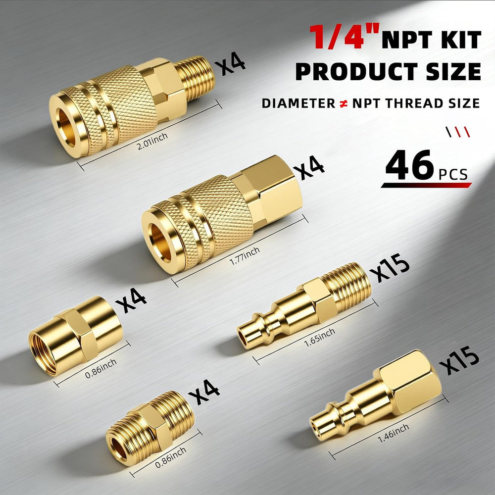 47 PCS 1/4 Inch Quick Connect Air Hose Fittings, Premium Metal Air Compressor...