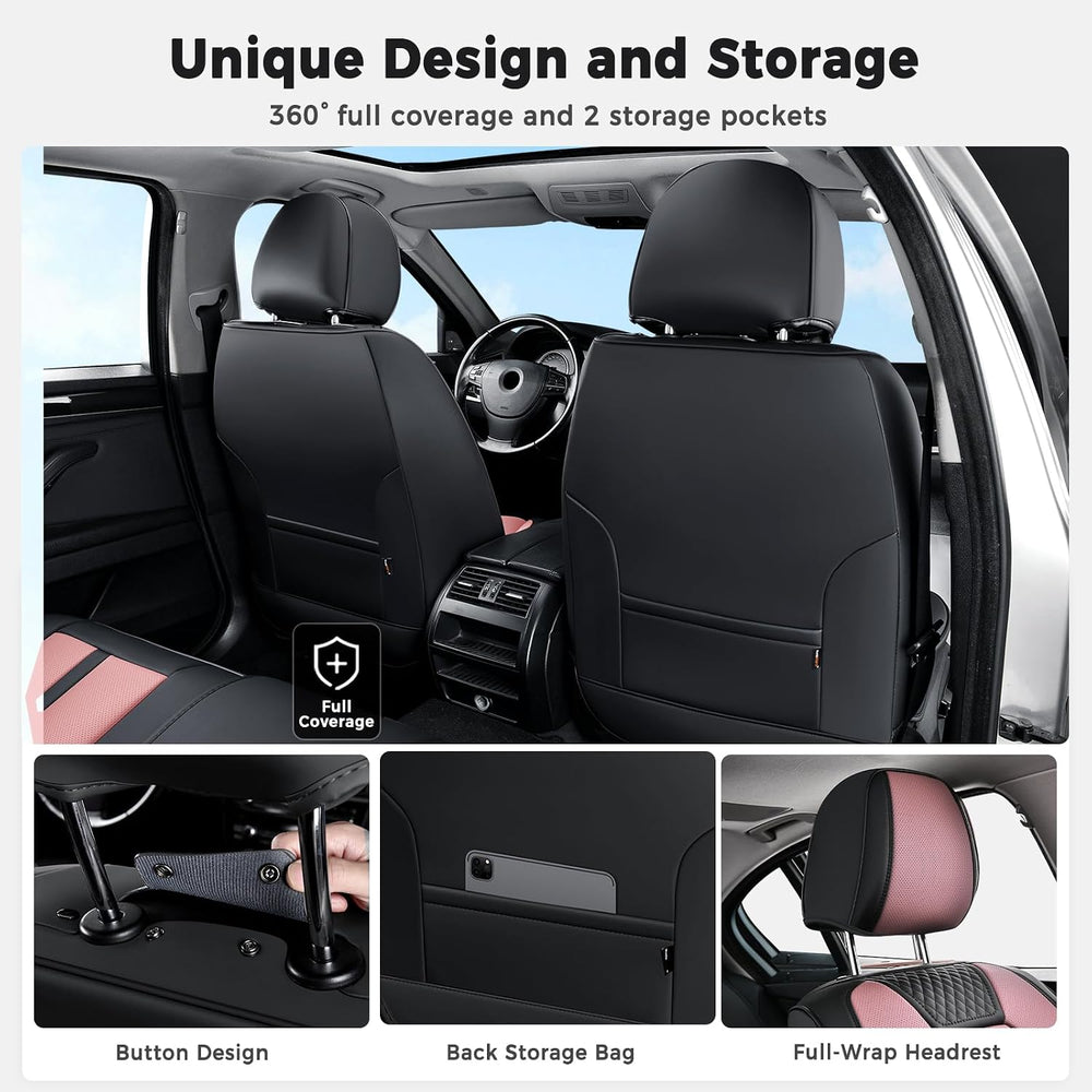 Huidasource Car Seat Covers Front Seats 2 Pack, Waterproof Faux Leather Car S...