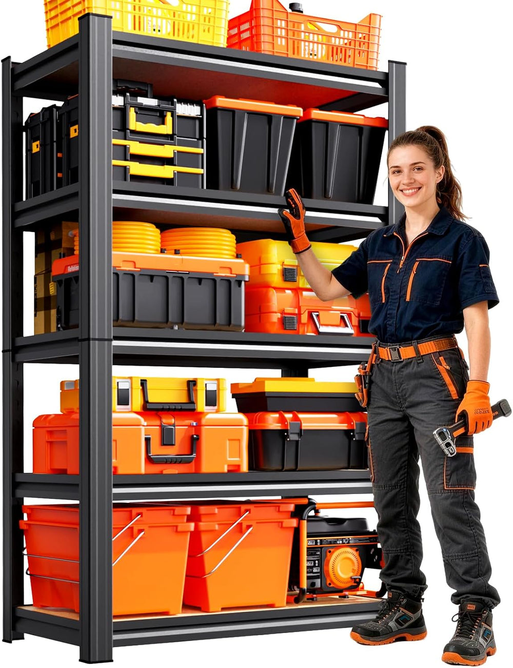 Garage Shelving Heavy Duty Storage Shelves, Metal Adjustable Shelving Unit, U...