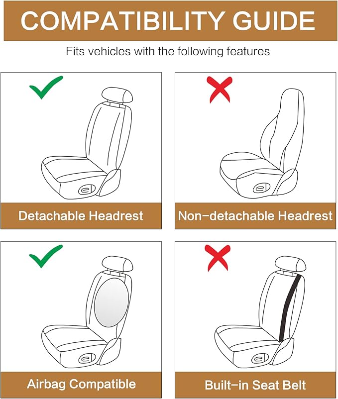Pariitadin Leather Car Seat Covers Front Pair, Waterproof Faux Leather Seat