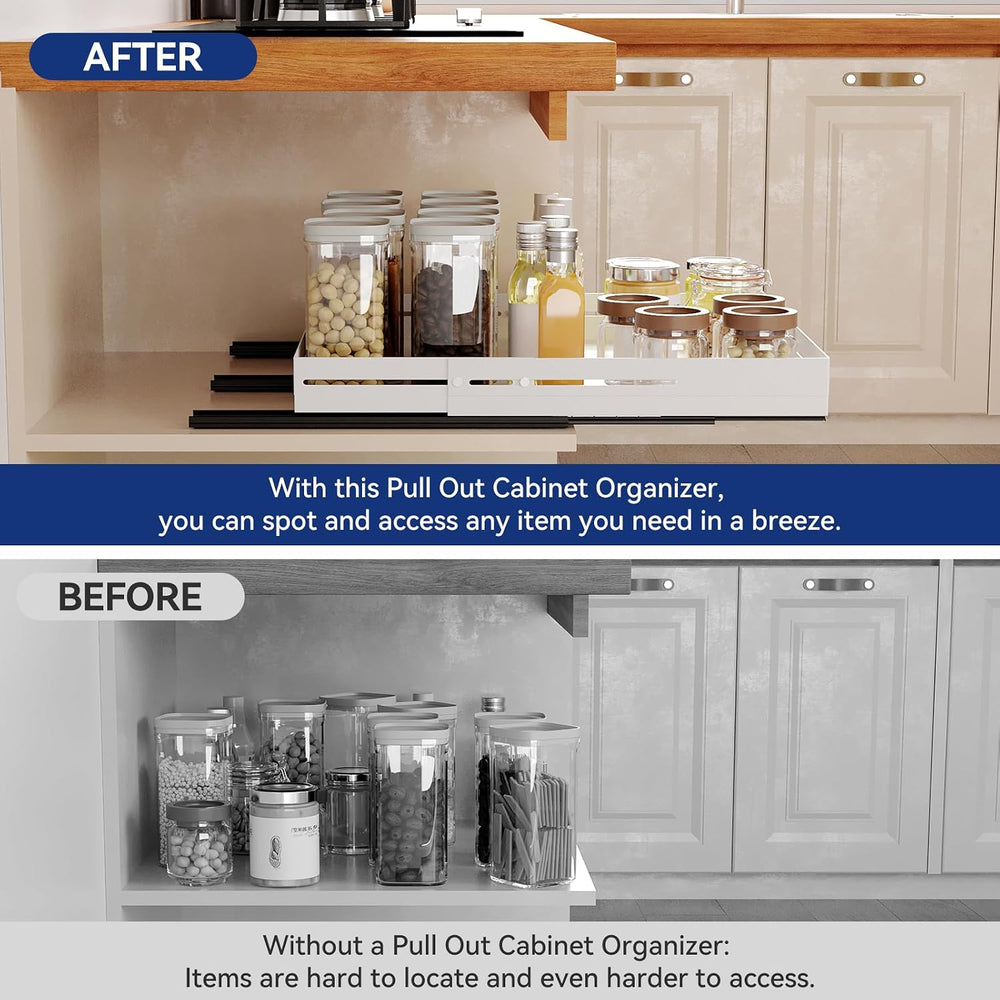 Pull out Cabinet Organizer, Full Metal Expandable Width (12.6"-20.8"...