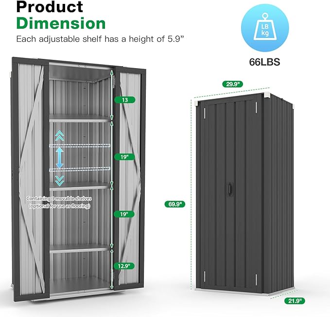 AECOJOY Outdoor Storage Cabinet, Outdoor Cabinets Waterproof