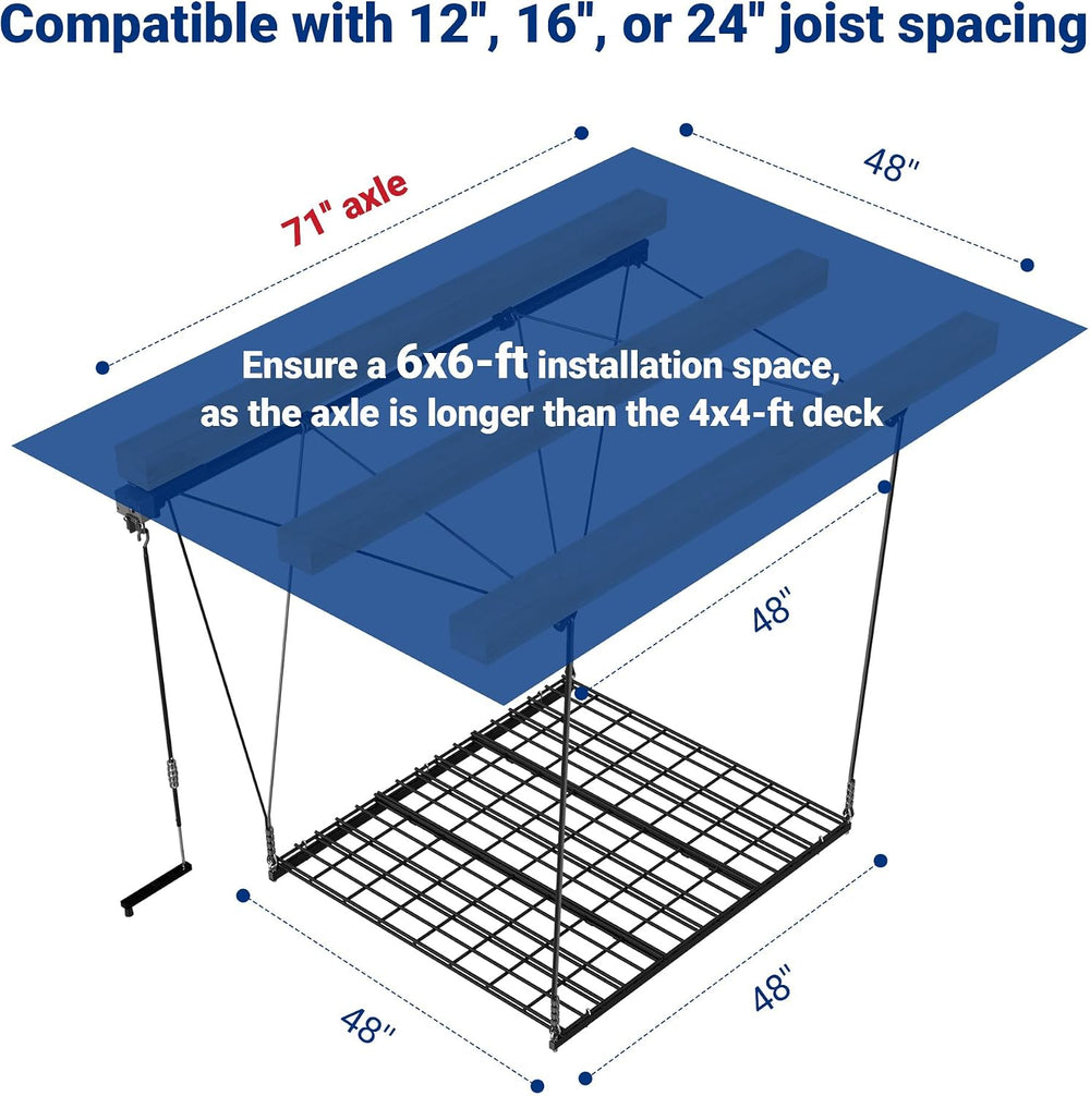 FLEXIMOUNTS Overhead Garage Storage Rack, 4x4 Ft Heavy-Duty Garage Ceiling St...