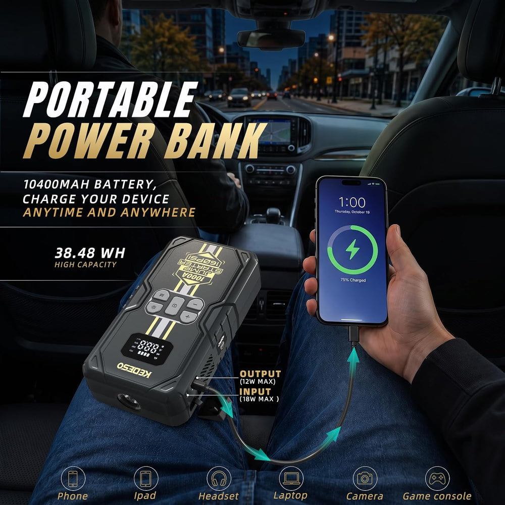 Car Jump Starter with Air Compressor 160PSI,Portable Battery Jumper Starter