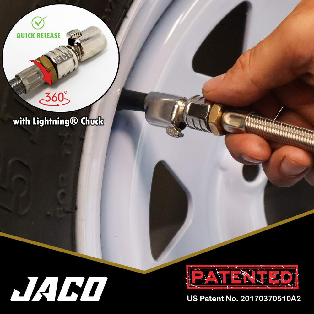 JACO FlowPro Digital Tire Inflator Gauge (200 PSI) with Lock-on Dually Air Ch...