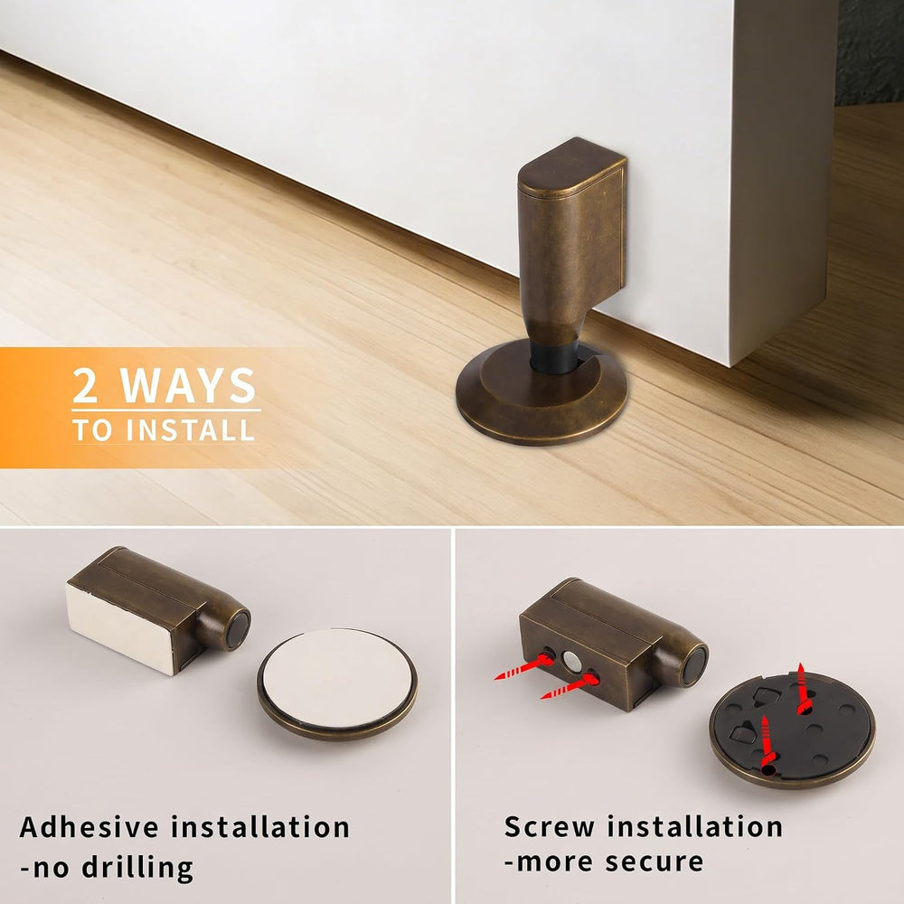 3 Pack Magnetic Door Stopper, Retractable Magnet Floor Door Stop with 0.4 in ...