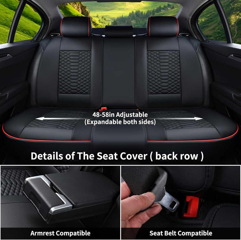 Coverado Seat Covers Full Set, Waterproof Nappa Leather Seat Covers for Cars,...