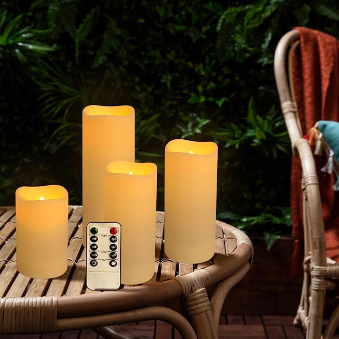 Set of 96 Waterproof Outdoor Flameless Candles, LED Candles with 4 Remote and...
