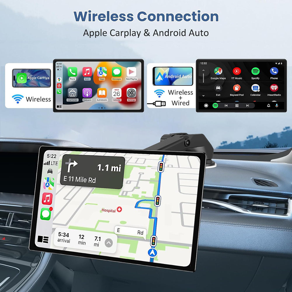 Largest 11.3" Portable Apple Carplay Screen, Wireless Car Play & And...