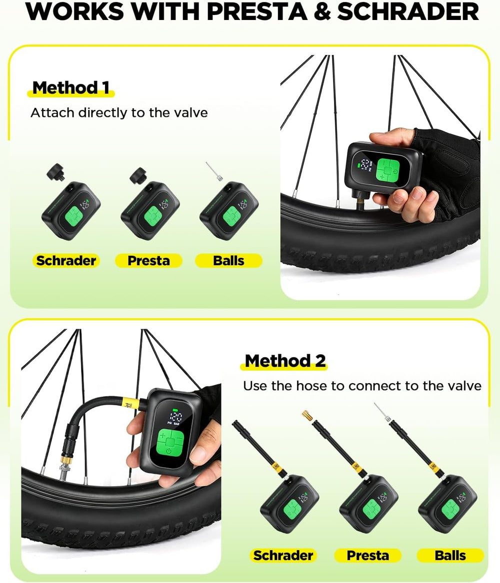 Mini Bike Tire Pump, Electric Bicycle Pump Auto Stop 120PSI