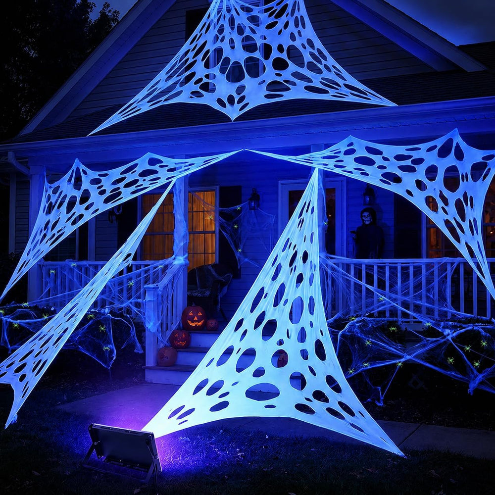 1360 Sqft Glow in the Dark Stretchy Spider Web Halloween Decoration