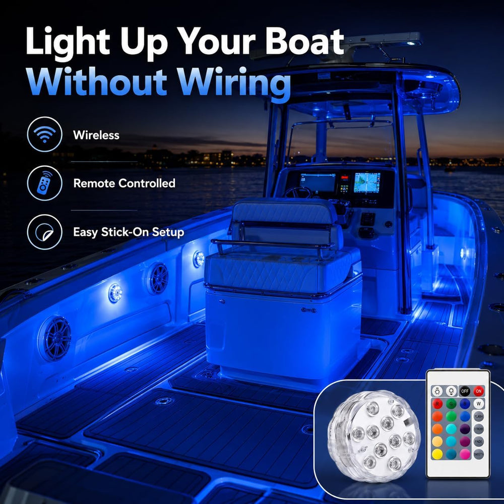 Seaponer Boat Lights Wireless Battery Operated, Waterproof Marine Led Light f...