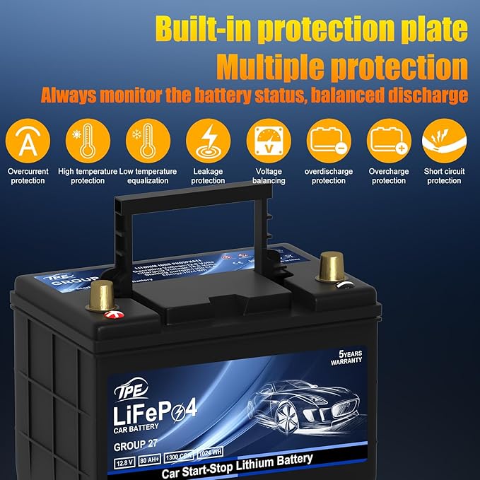 GROUP 27 Car Start-Stop Lithium Battery 12V 80AH Car Battery