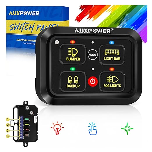 Auxpower RGB 4 Gang Switch Panel A24 Auxiliary Switch Panel
