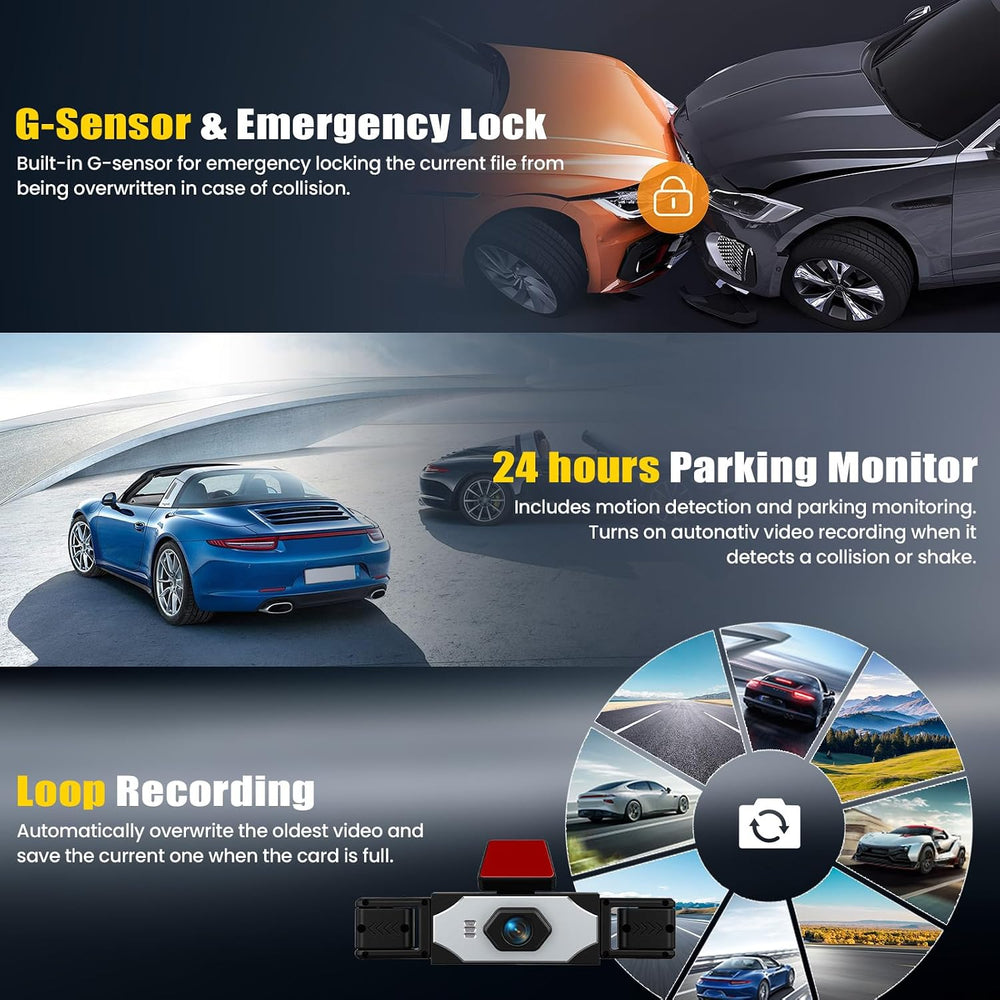 4 Channel 360° Dash Cam Front and Rear Inside Left Right