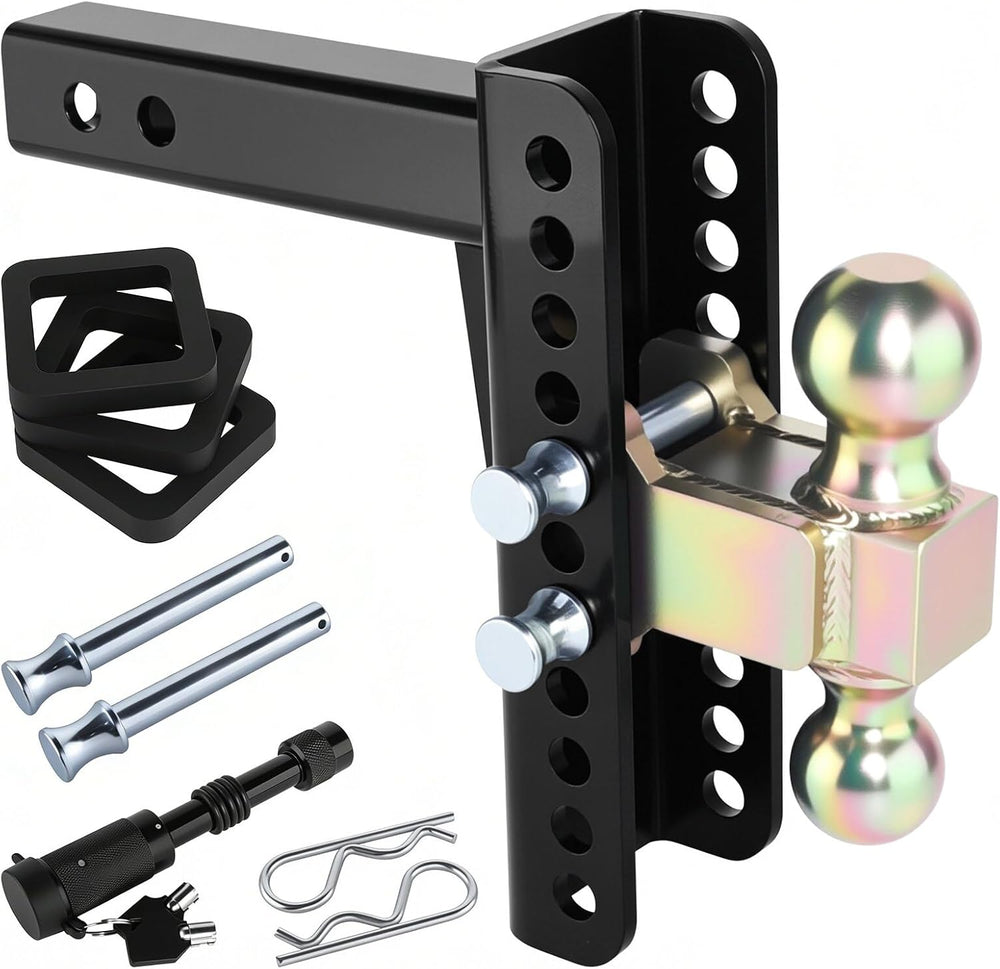 Adjustable Drawbar Trailer Hitch Fit for 2-Inch Receiver with 8" Drop/Ri...