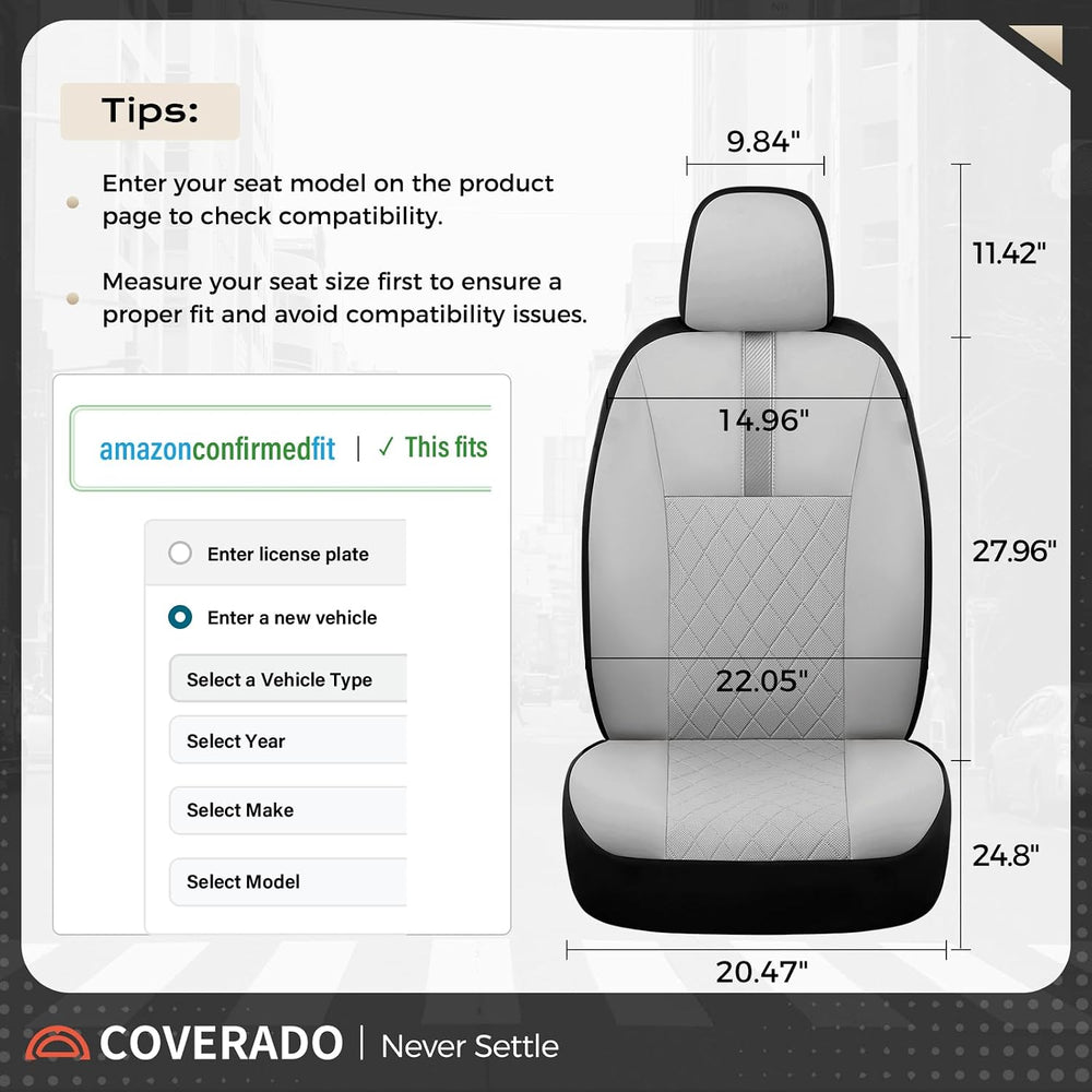 Coverado Car Seat Covers Front Pair, Automotive Leather Seat Covers for Car,U...