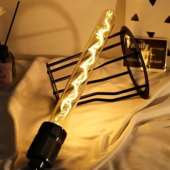Leools Vintage LED Spiral Filament Bulb T10, 11.8inch Long Tubular Dimmable (...