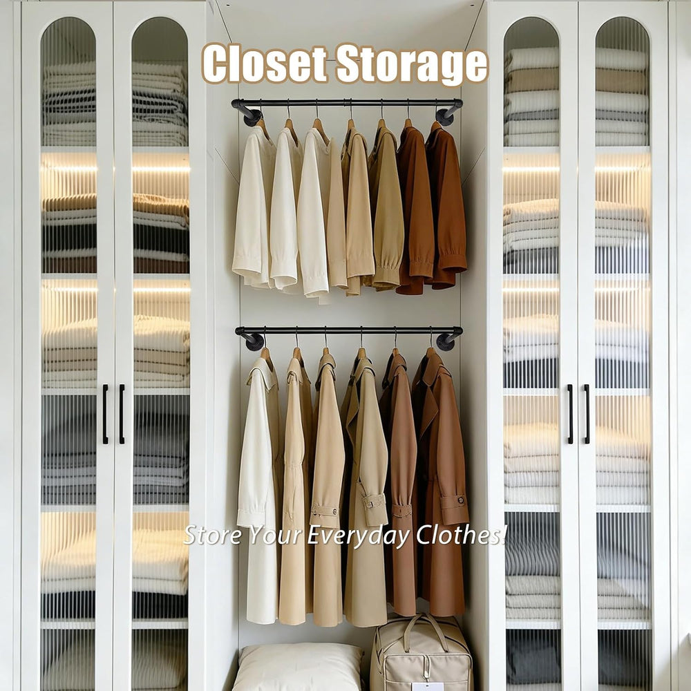 Aduanbang Industrial Pipe Clothing Rack, 38.4 Inch Heavy Duty Wall Mounted, B...