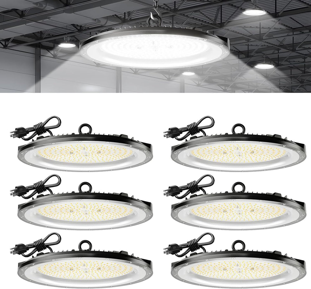 Amico 6 Pack UFO LED High Bay Light 200W 28000lm 5000K, UL Listed