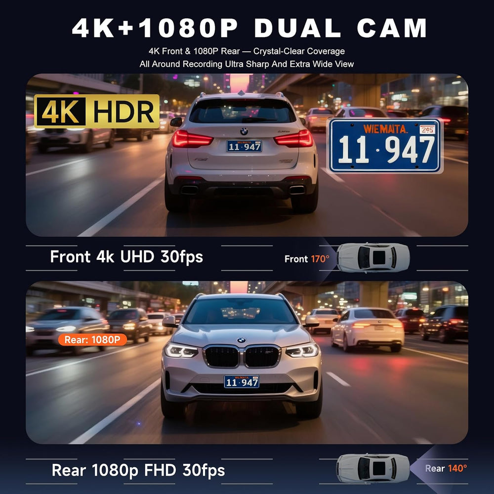 4K Dash Cam Front and Rear with STARVIS 2 Night Vision, Built-in GPS WiFi, 10...