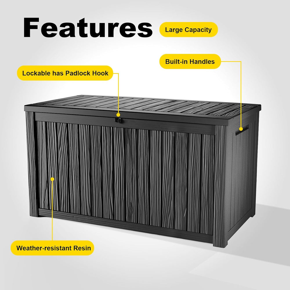 230 Gallon Outdoor Deck Box, Resin Waterproof Storage Box With Lockable Lid, ...