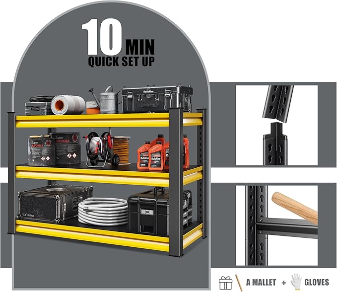48" W Garage Shelving Heavy Duty, 1650LBS Loads Adjustable Garage Storage