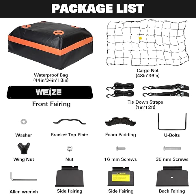 WEIZE 54" x 34" Heavy Duty Roof Rack, Rooftop Cargo Carrier Basket