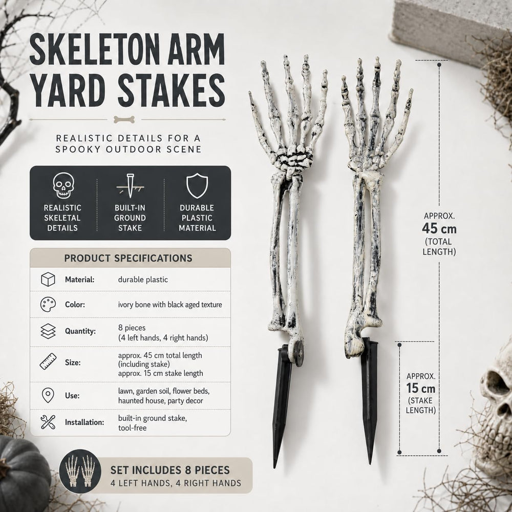 Halloween Decorations Outdoor, 8 Pcs Skeleton Arms Yard Stakes,17.7in