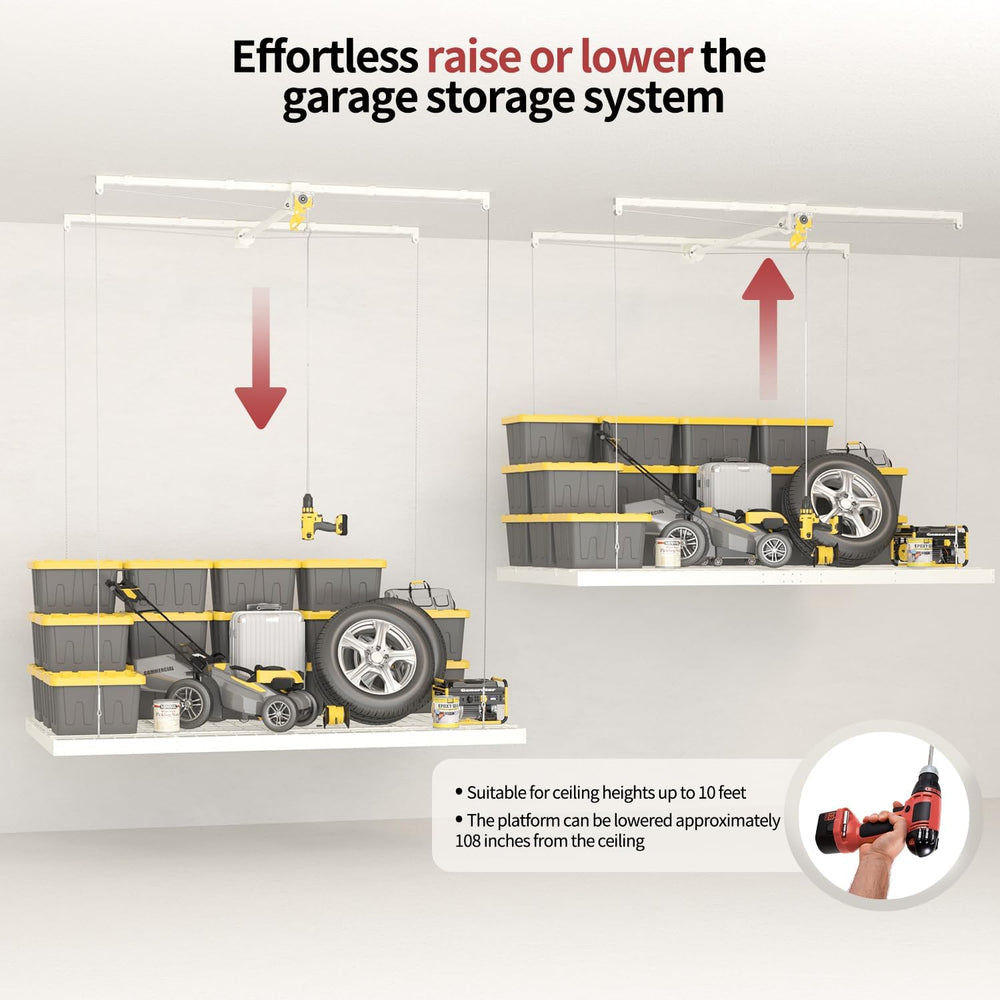 Garage Ceiling Storage Racks โ 4x8 FT Overhead Garage Storage Rack with Safet...
