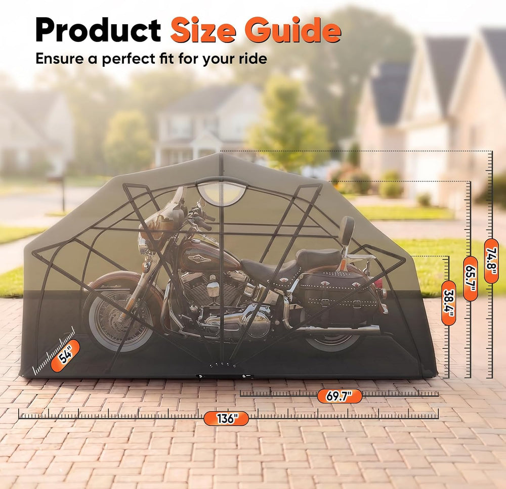 Quictent Motorcycle Garage Pod Shelter Hard Shell with Code Lock&Carry Bag