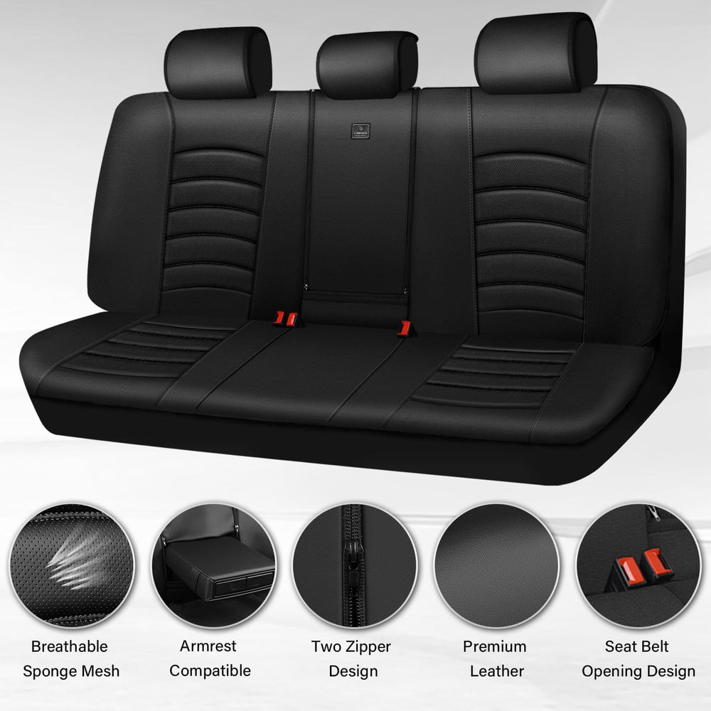 CAR PASS Leather Back Seat Cover, Universal Waterproof Bench Rear Seat Cover ...