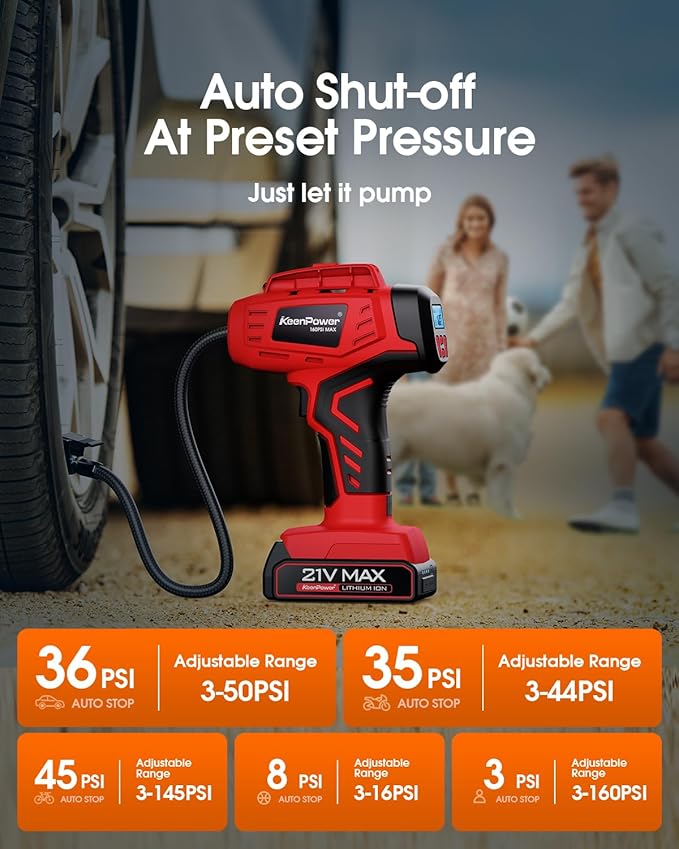 Digital Cordless Tire Inflator Portable Air Compressor Automatic 160PSI w/Gauge