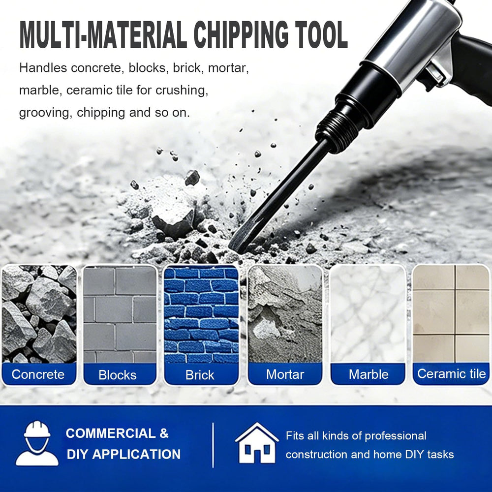 Air Hammer Chisel Bit Set, 18 Inch 3/4 Inch Wide Flat and Point Pneumatic Col...