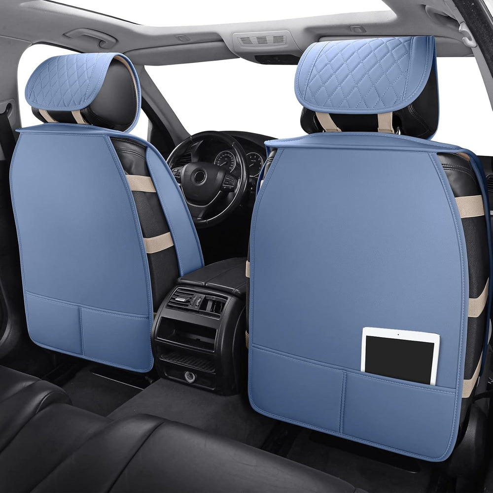 Front Seat Covers for Women Waterproof Leather with Bling Diamond, Blue