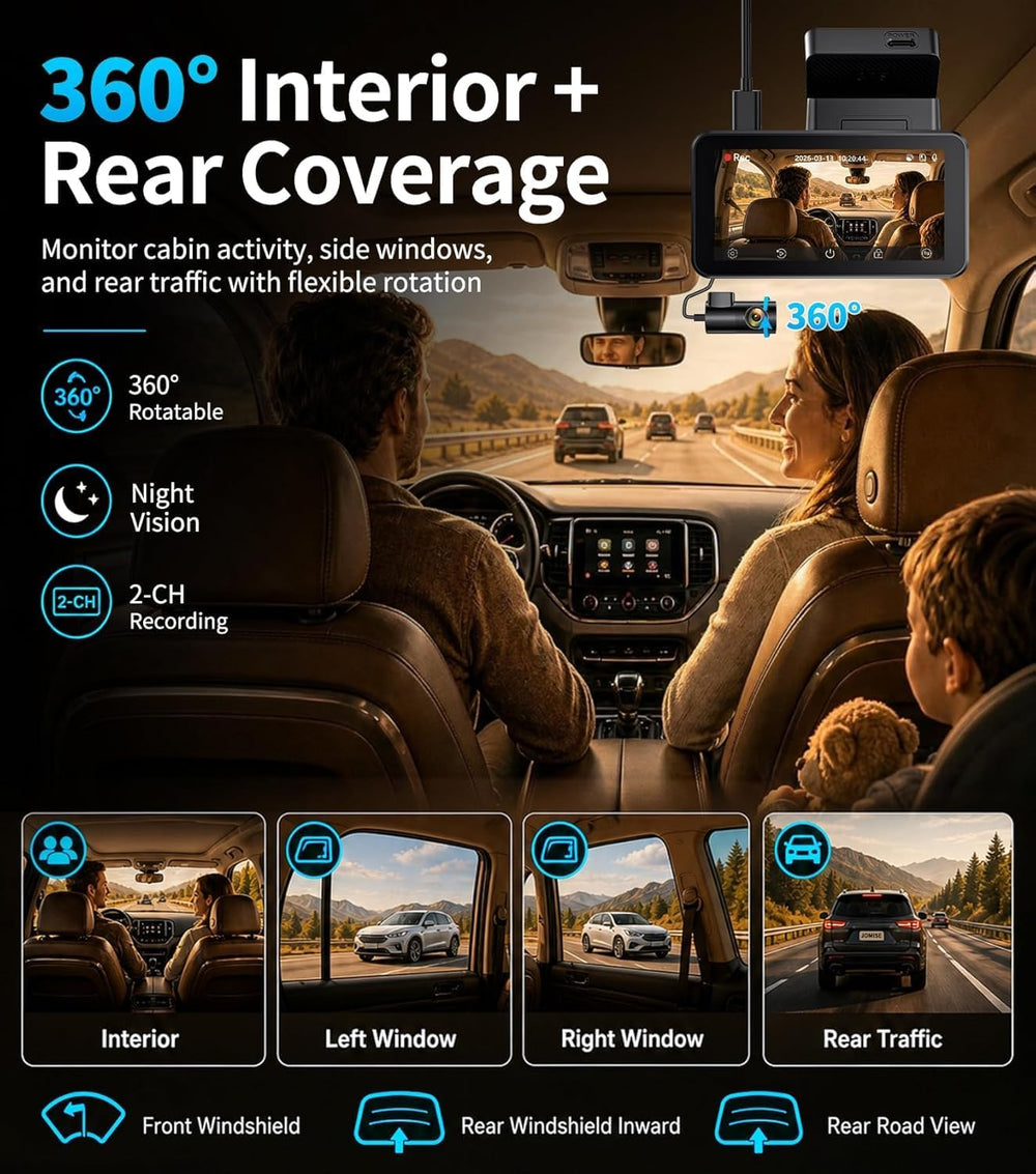 4K Dash Cam,5G WiFi Car Camera Built-in GPS,4K+1080P Dash Cam Front and Rear ...