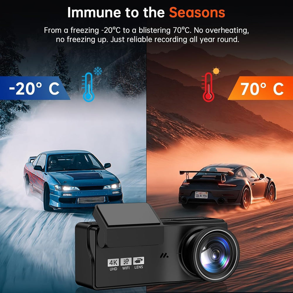 Dashcam Front and Rear Camera, 4K Dash Cam with 64GB Card, Black