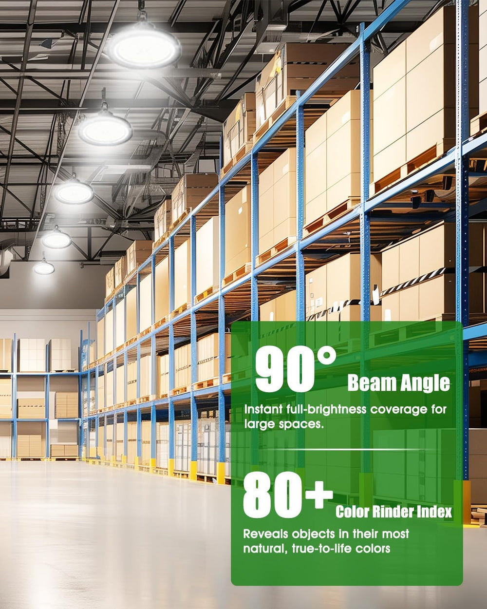 High Bay LED Shop Lights, 200W/150W/100W Adjustable 130LM/W Super Bright 0-10...