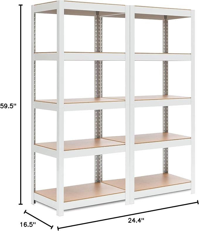 HOMEDANT House 5 Tier 24.4" W Laminated Metal Shelving Unit Adjustable S...