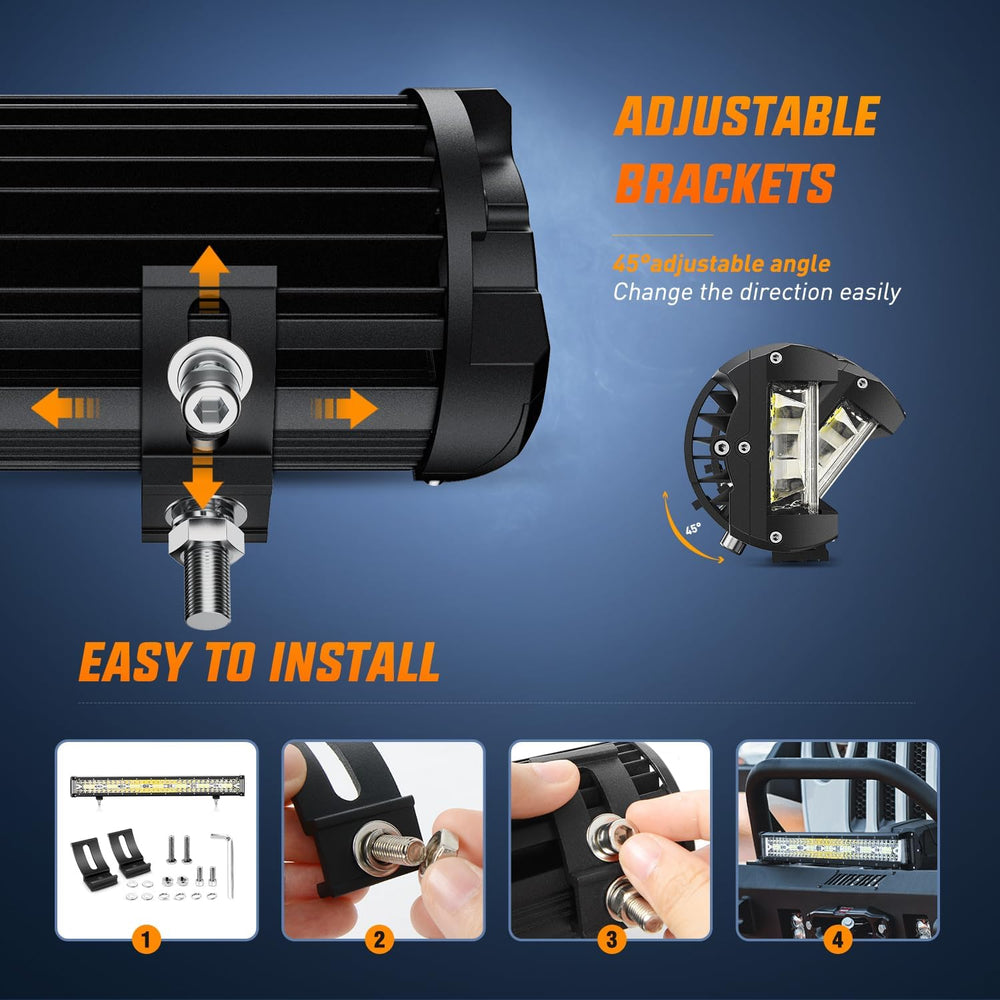 Nilight Side Shooter LED Light Bar Set 1PC 20" 2PCS 4.3" with Wirin...