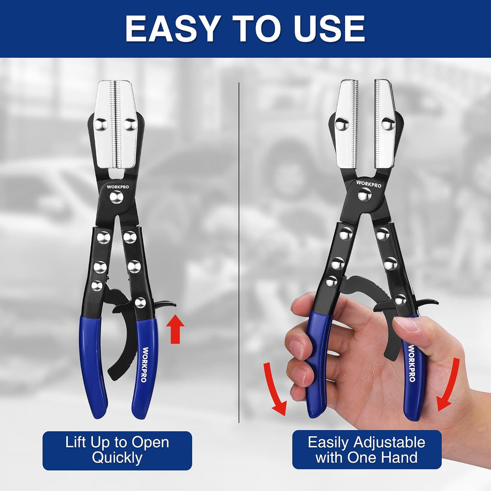WORKPRO 3-Piece Ratcheting Hose Pinch Off Pliers Set with Storage Bag
