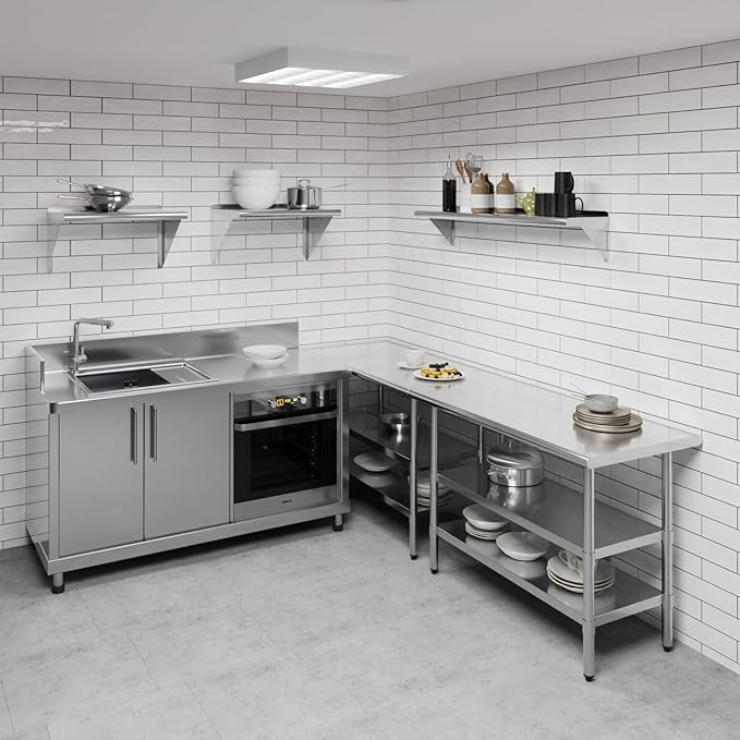 AmGood 48" Long X 10" Deep Stainless Steel Wall Shelf | NSF Certifi...
