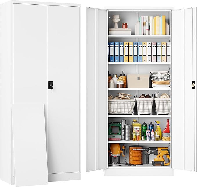 White Metal Storage Cabinet